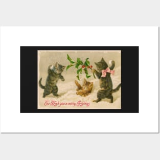 vintage Kitten Christmas Posters and Art